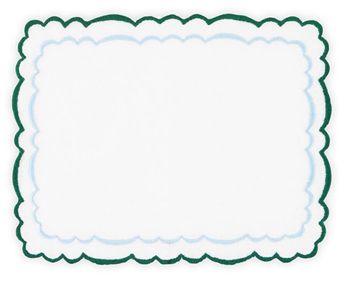 AQUAZURRA ALLEGRA COCKTAIL NAPKIN EMERALD GREEN AND WHITE