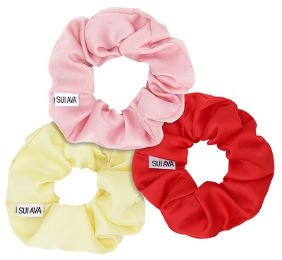 SUI AVA 3-Pack Ribbon Scrunchies - Pink,  Red, Yellow