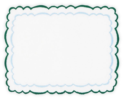 AQUAZURRA ALLEGRA COCKTAIL NAPKIN EMERALD GREEN AND WHITE